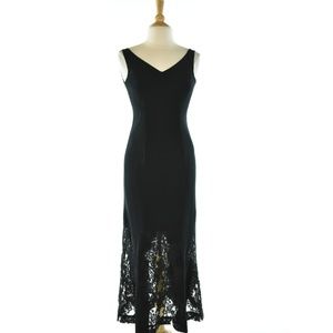 B'Zar V-neck Maxi Dress With Lace Skirt Bottom